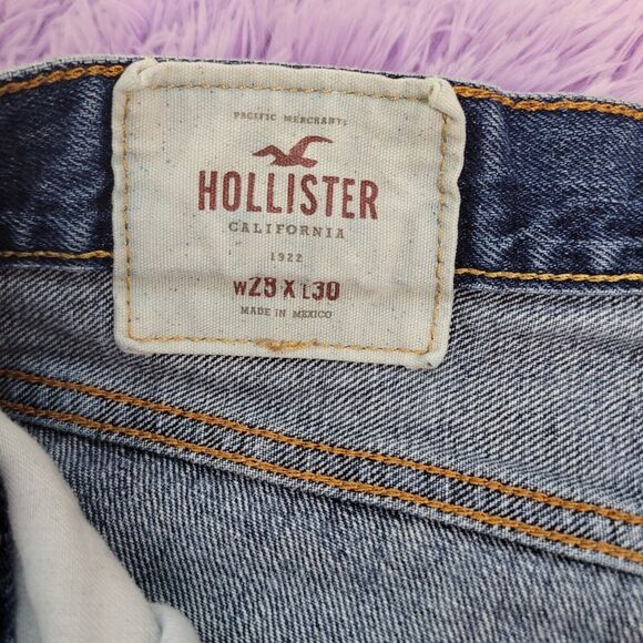 Hollister Women's Jeans 28x30 Blue Straight Denim Button Fly Mid Rise - Picture 10 of 13